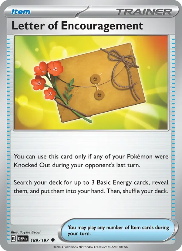 Letter of Encouragement Pokemon card from Obsidian Flames