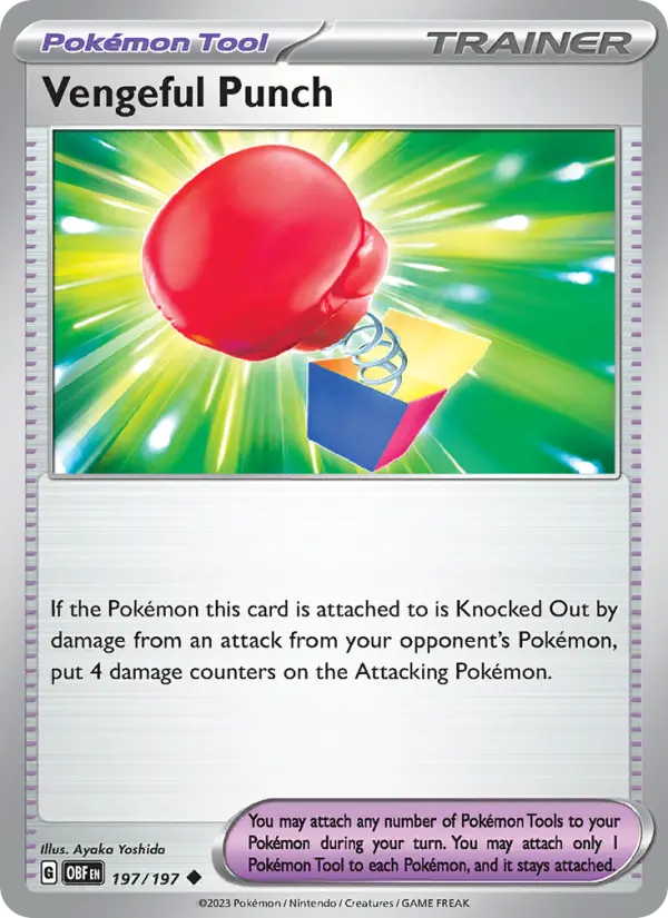 Vengeful Punch Pokemon card from Obsidian Flames