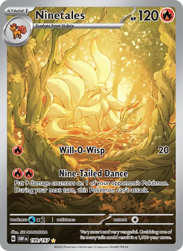 Ninetales Pokemon card from Obsidian Flames