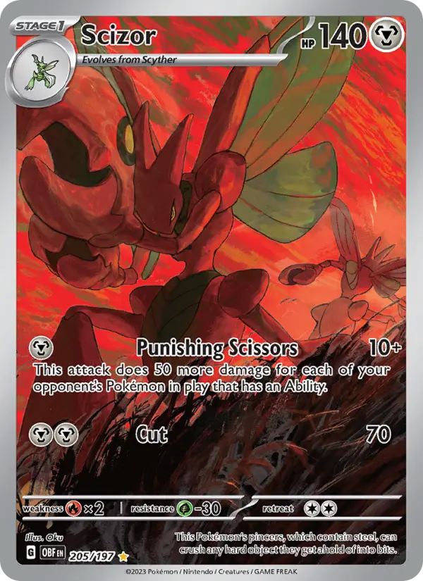 Scizor Pokemon card from Obsidian Flames
