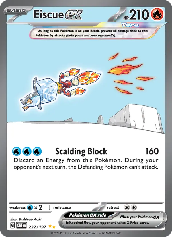 Eiscue ex Pokemon card from Obsidian Flames
