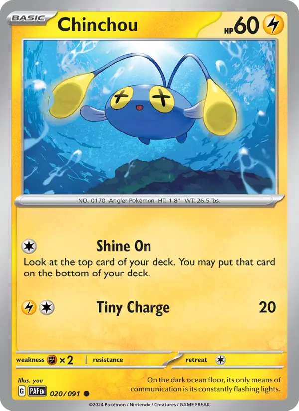 Chinchou Pokemon card from Paldean Fates