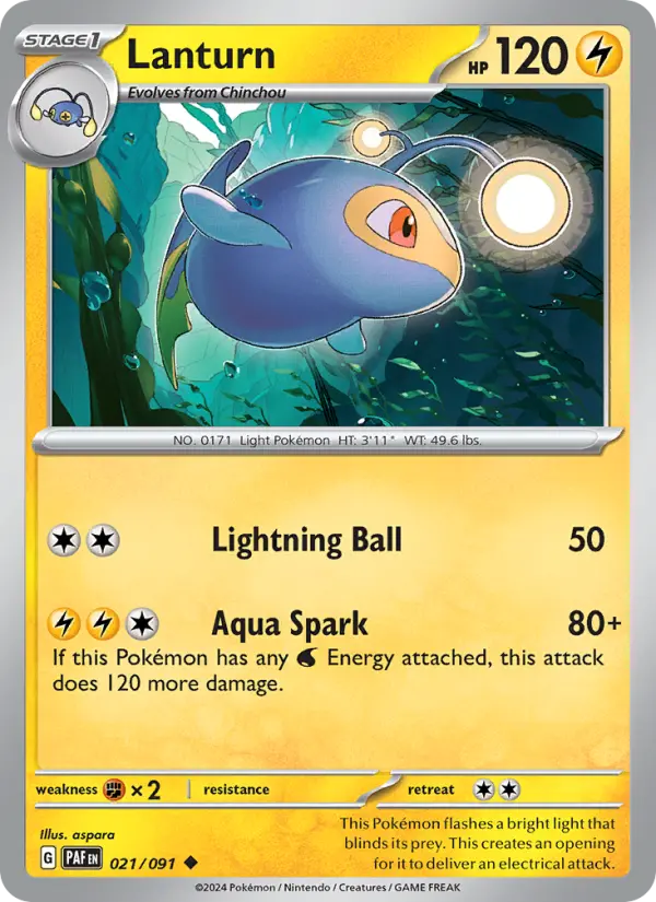 Lanturn Pokemon card from Paldean Fates