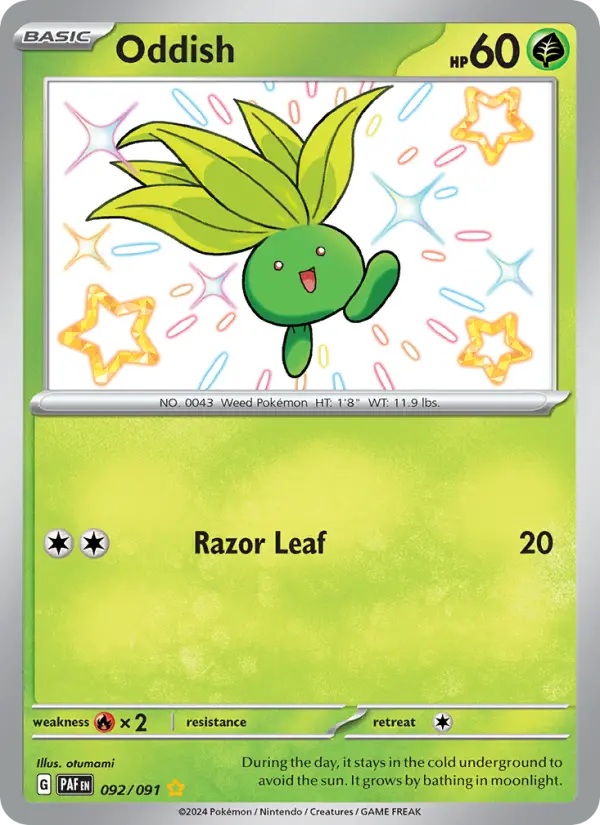 Oddish Pokemon card from Paldean Fates