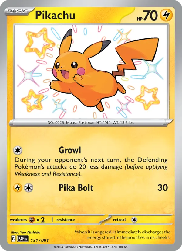 Pikachu Pokemon card from Paldean Fates