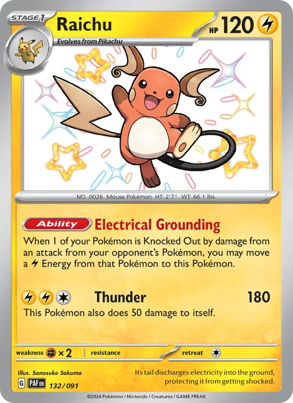 Raichu Pokemon card from Paldean Fates
