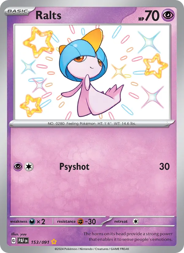Ralts Pokemon card from Paldean Fates