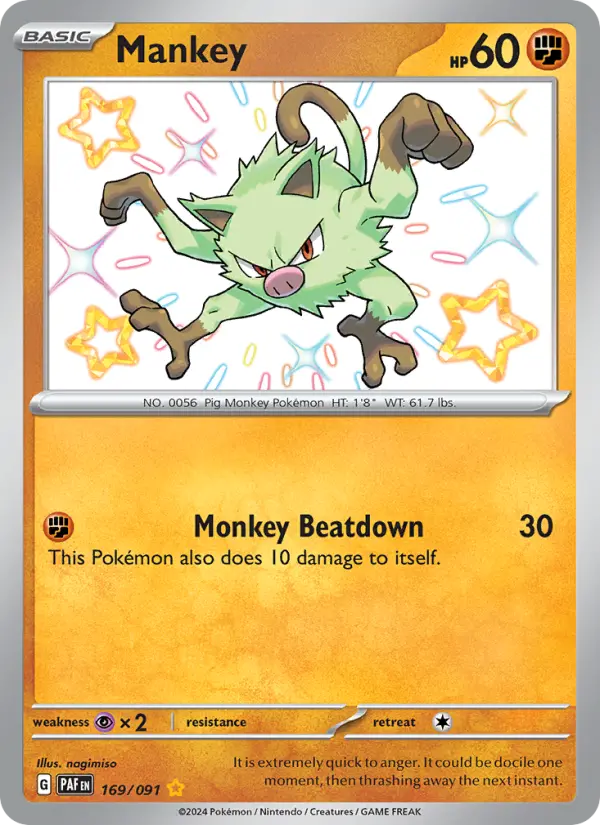 Mankey Pokemon card from Paldean Fates