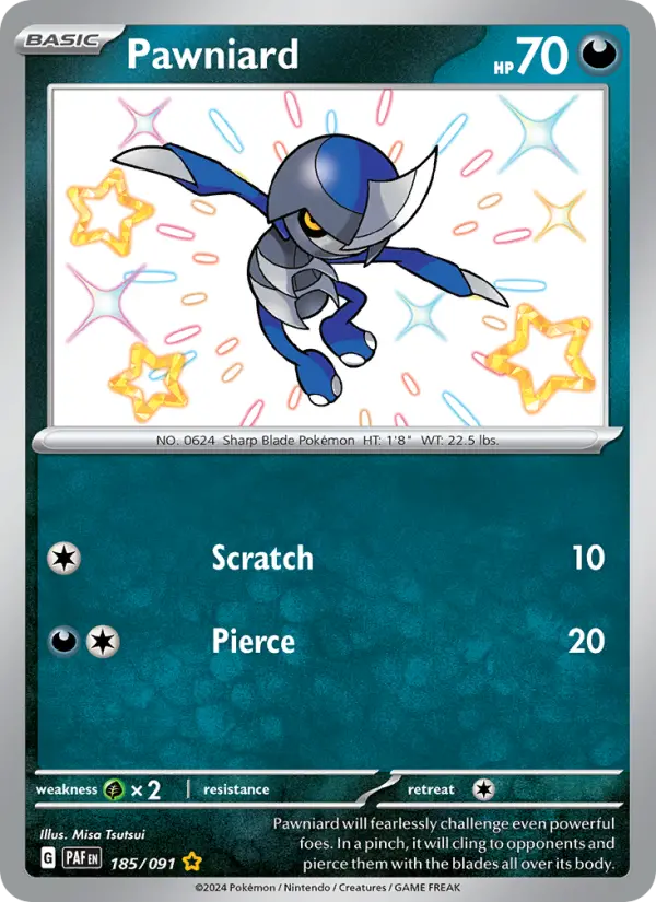 Pawniard Pokemon card from Paldean Fates