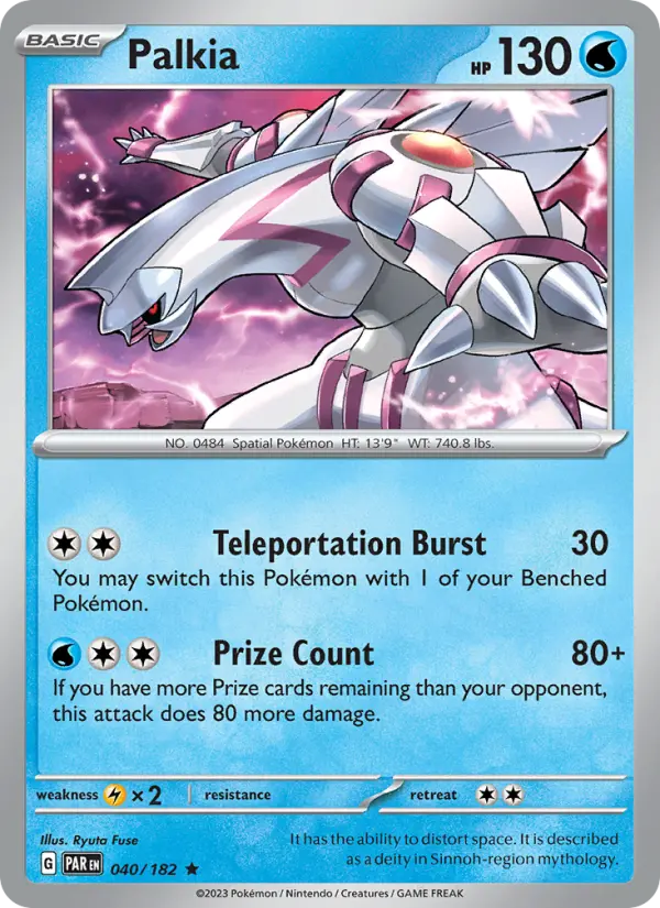 Palkia Pokemon card from Paradox Rift