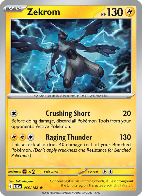 Zekrom Pokemon card from Paradox Rift