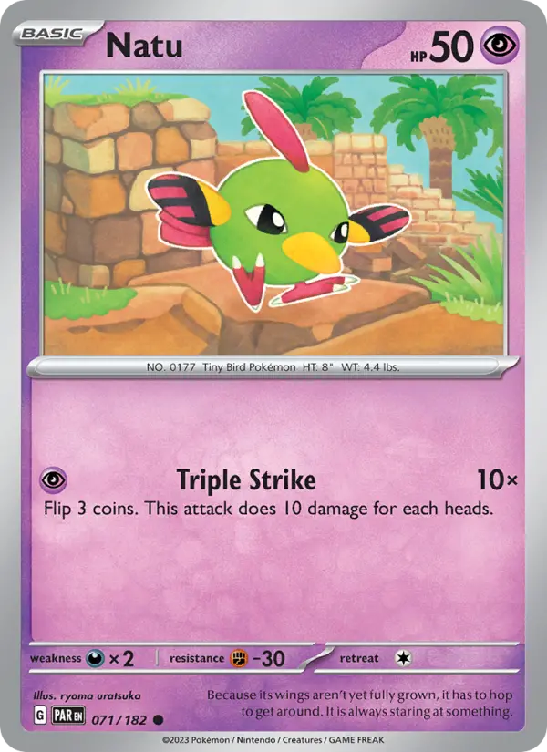 Natu Pokemon card from Paradox Rift