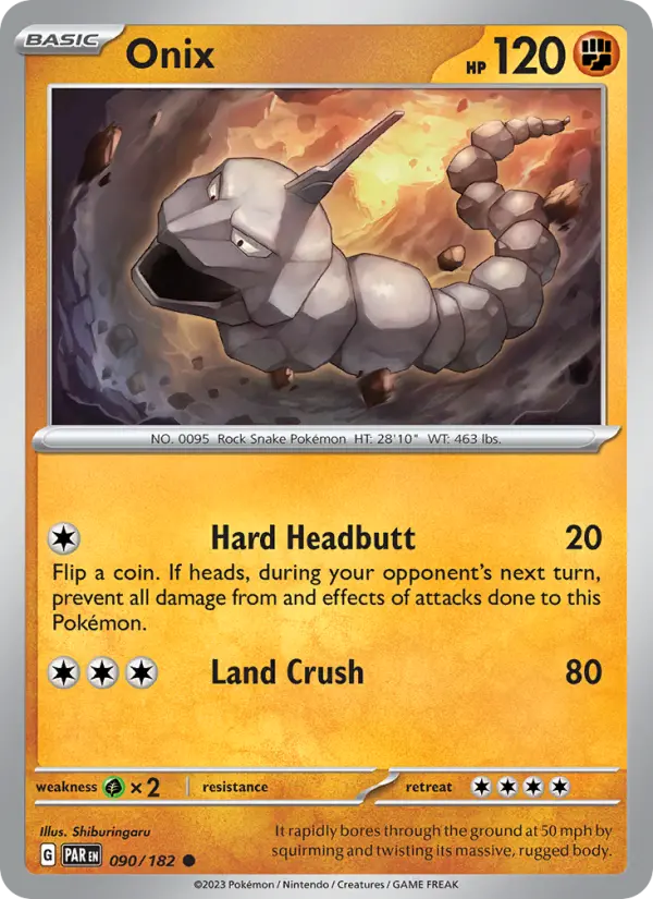 Onix Pokemon card from Paradox Rift