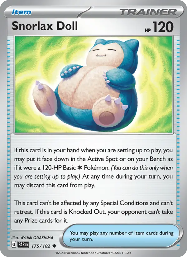Snorlax Doll Pokemon card from Paradox Rift