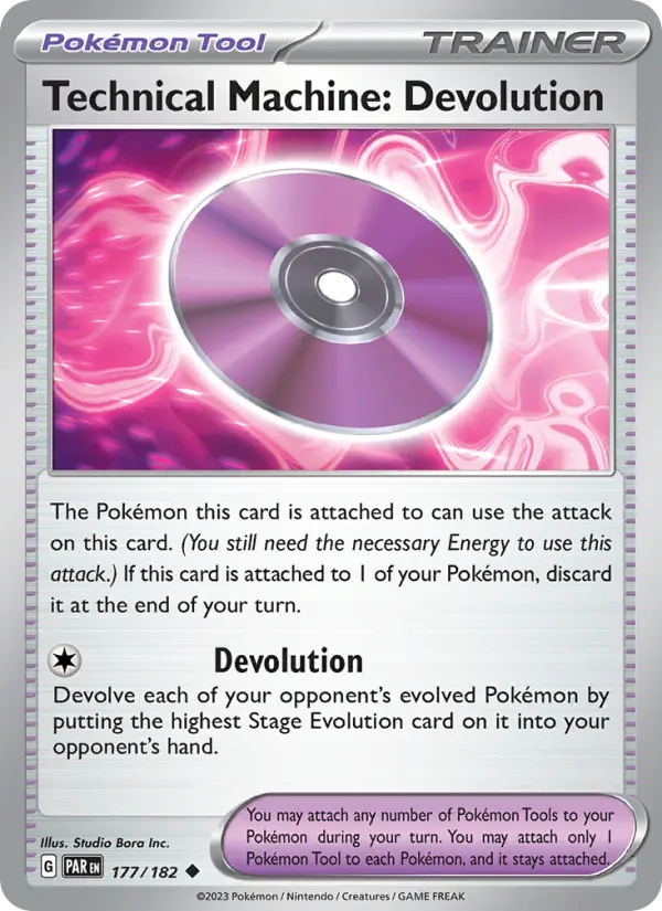 Technical Machine: Devolution Pokemon card from Paradox Rift