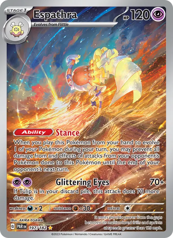 Espathra Pokemon card from Paradox Rift
