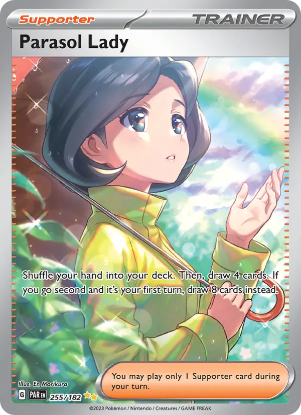 Parasol Lady Pokemon card from Paradox Rift