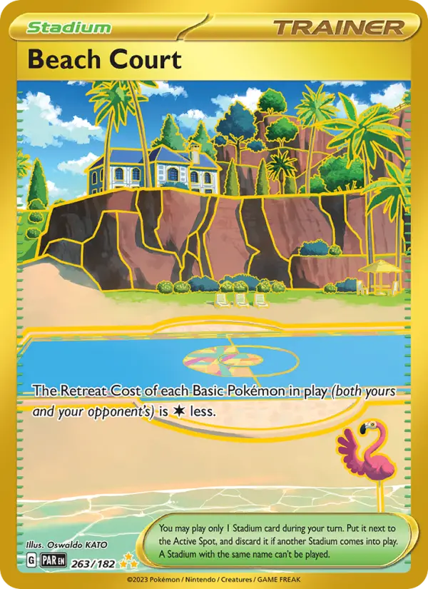 Beach Court Pokemon card from Paradox Rift