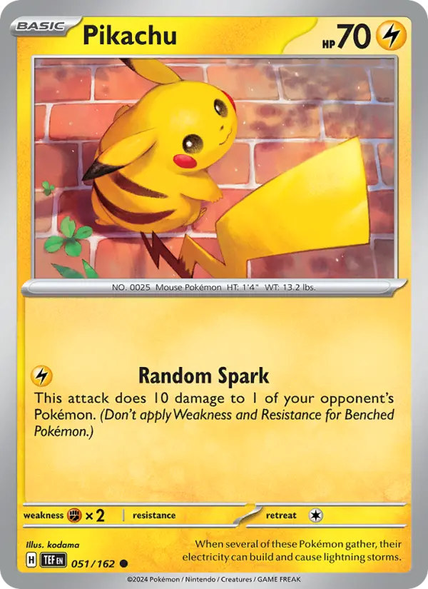 Pikachu Pokemon card from Temporal Forces