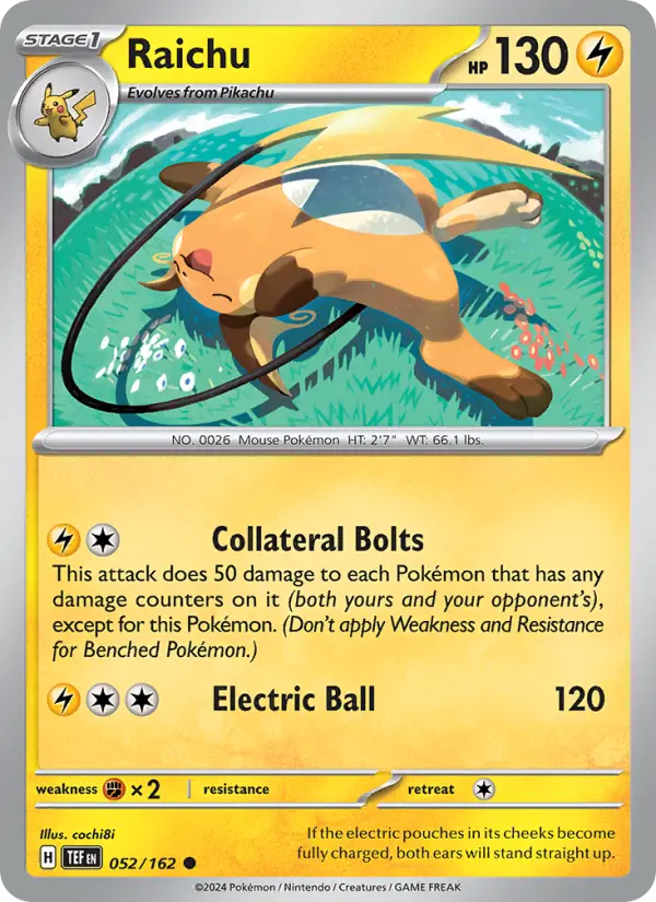 Raichu Pokemon card from Temporal Forces