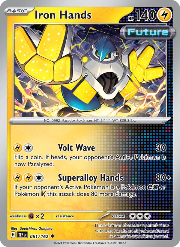 Iron Hands Pokemon card from Temporal Forces