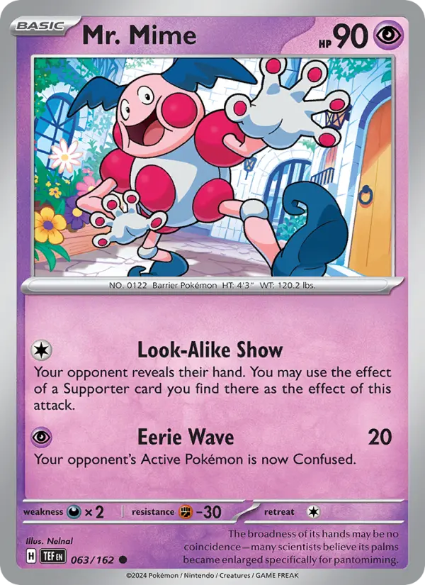 Mr. Mime Pokemon card from Temporal Forces