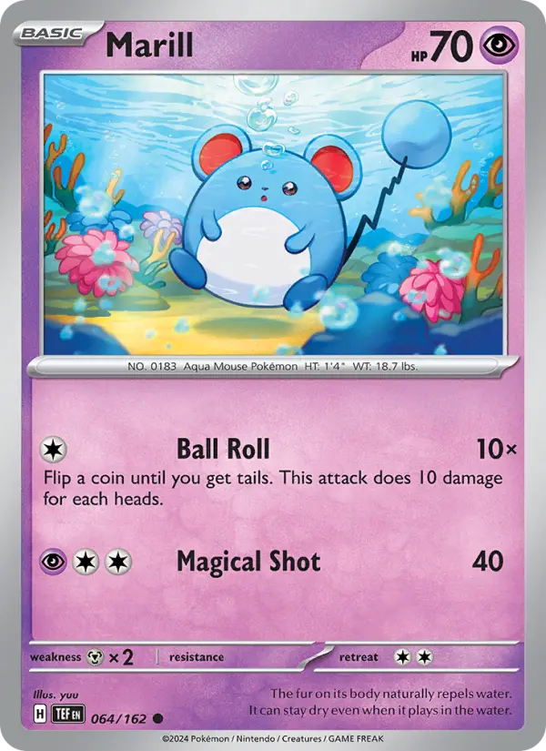 Marill Pokemon card from Temporal Forces