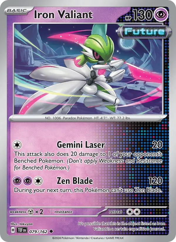 Iron Valiant Pokemon card from Temporal Forces