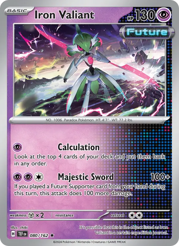 Iron Valiant Pokemon card from Temporal Forces