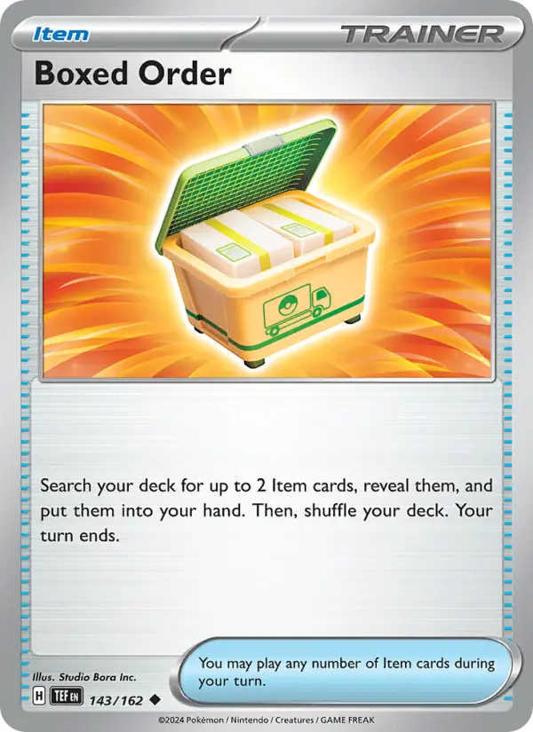 Boxed Order Pokemon card from Temporal Forces