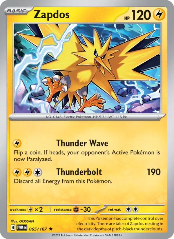 Zapdos Pokemon card from Twilight Masquerade