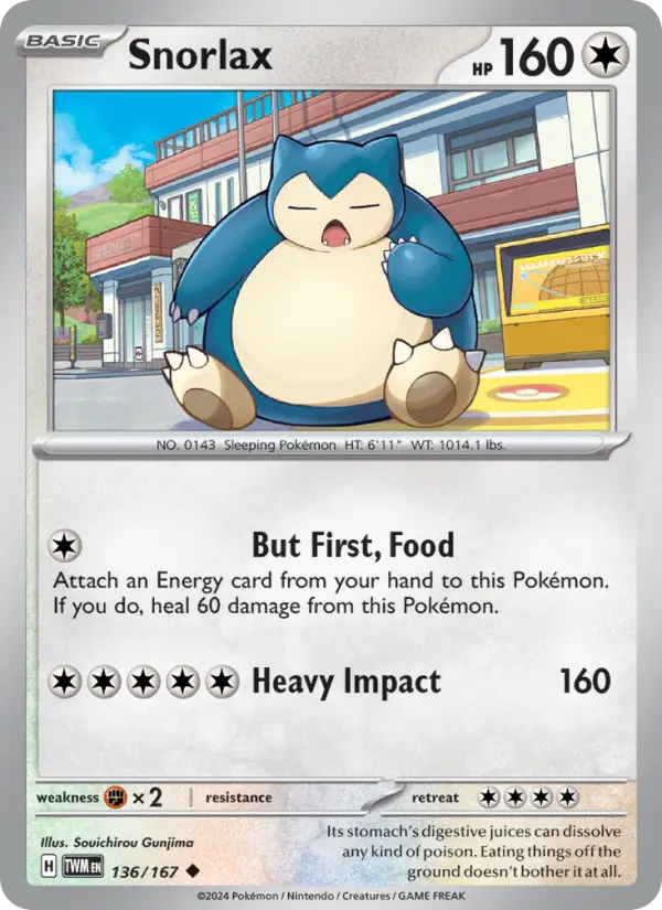 Snorlax Pokemon card from Twilight Masquerade