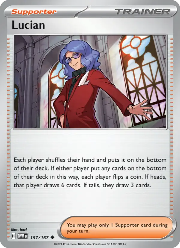 Lucian Pokemon card from Twilight Masquerade
