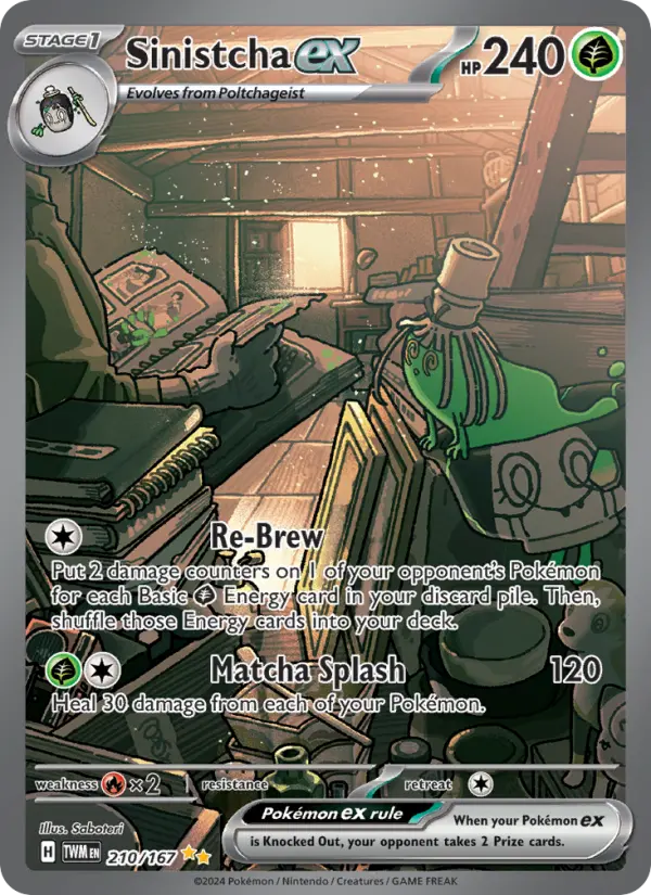 Sinistcha ex Pokemon card from Twilight Masquerade