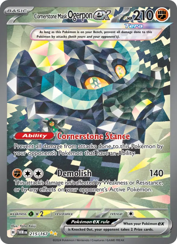 Cornerstone Mask Ogerpon ex Pokemon card from Twilight Masquerade