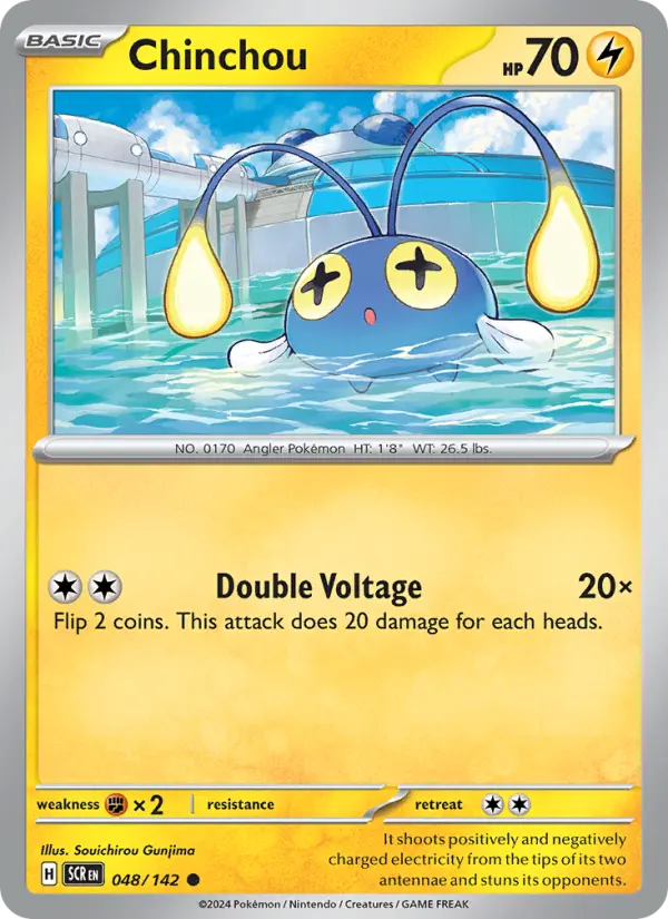 Chinchou Pokemon card from Stellar Crown
