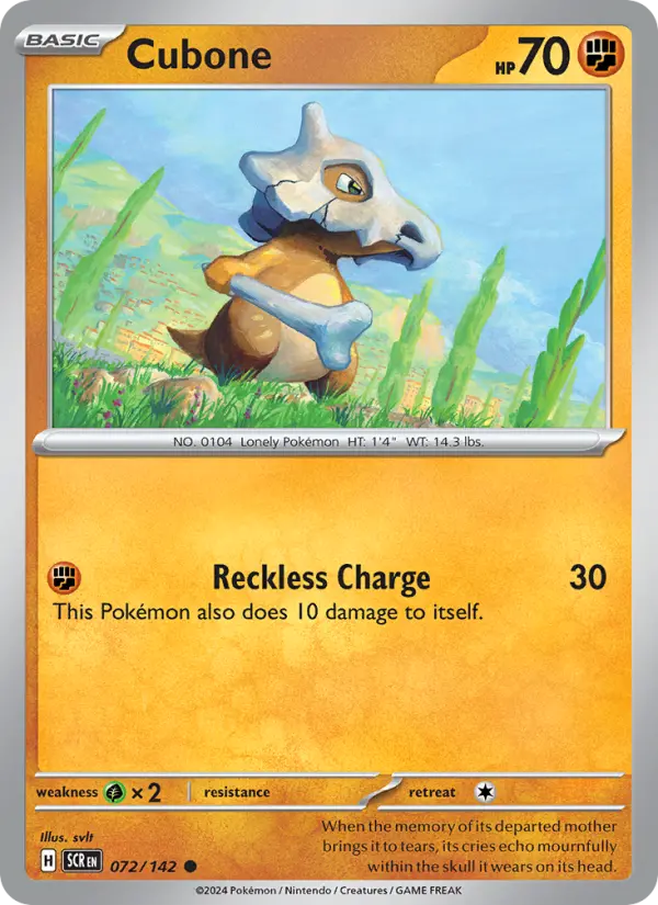 Cubone Pokemon card from Stellar Crown