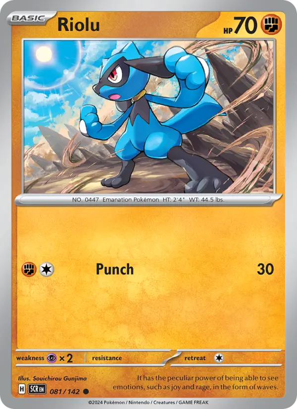 Riolu Pokemon card from Stellar Crown