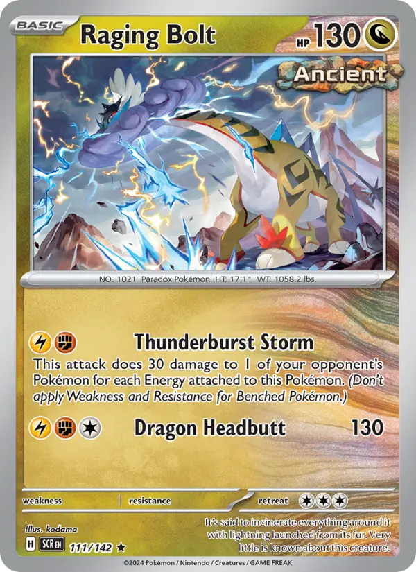 Raging Bolt Pokemon card from Stellar Crown