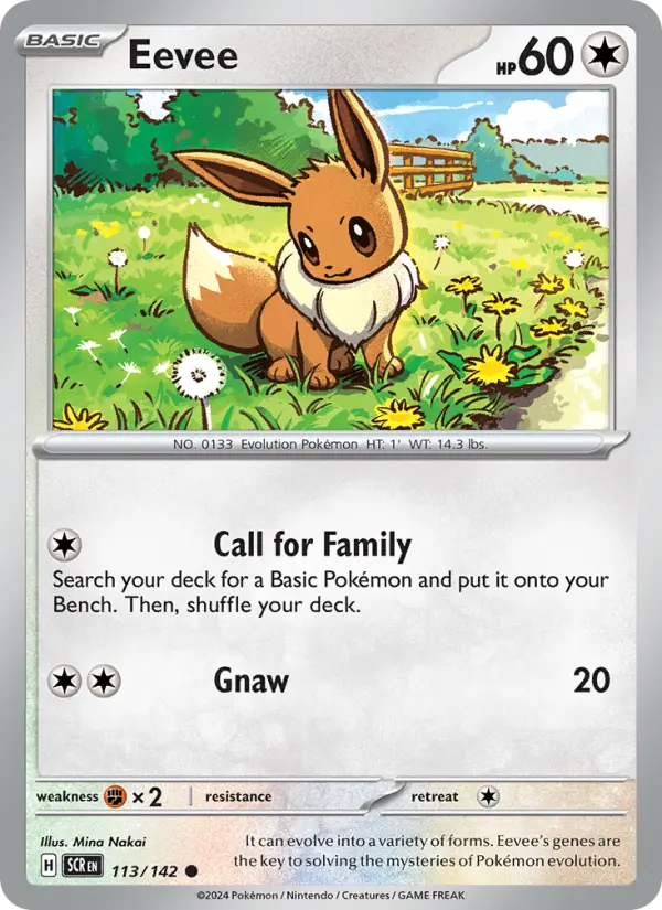 Eevee Pokemon card from Stellar Crown