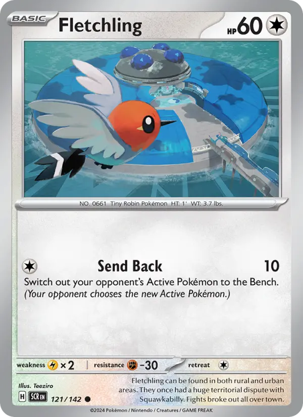 Fletchling Pokemon card from Stellar Crown