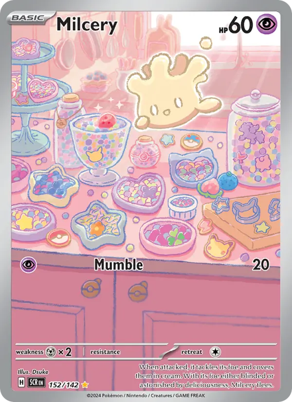 Milcery Pokemon card from Stellar Crown
