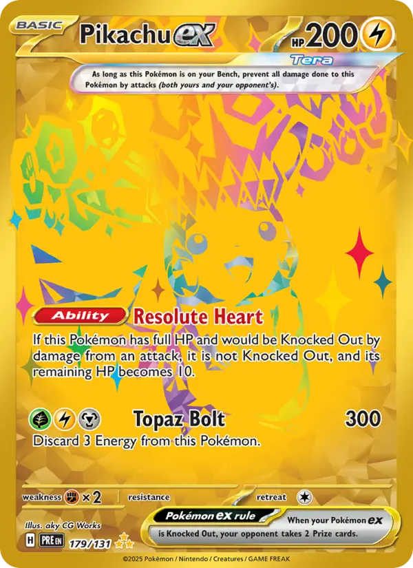 Pikachu ex Pokemon card from Prismatic Evolutions