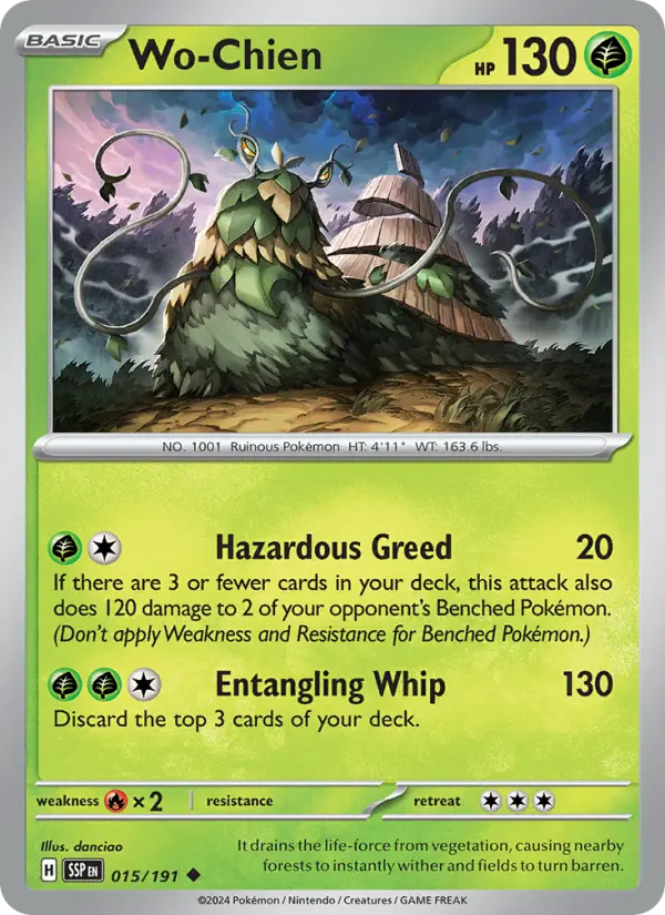 Wo-Chien Pokemon card from Surging Sparks