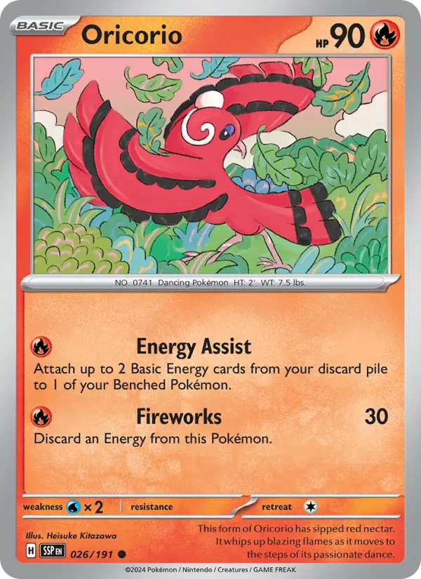 Oricorio Pokemon card from Surging Sparks