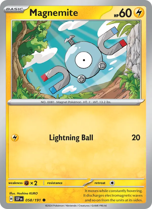Magnemite Pokemon card from Surging Sparks