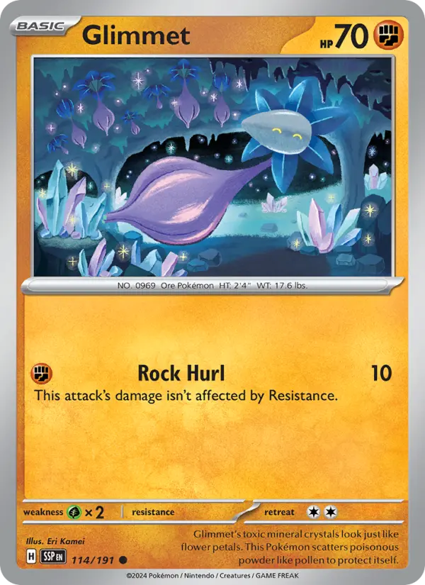 Glimmet Pokemon card from Surging Sparks