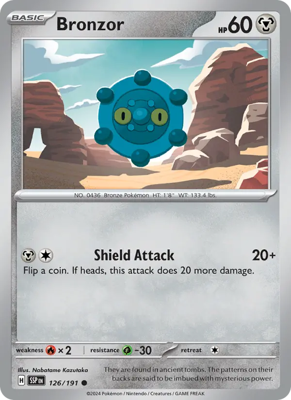 Bronzor Pokemon card from Surging Sparks