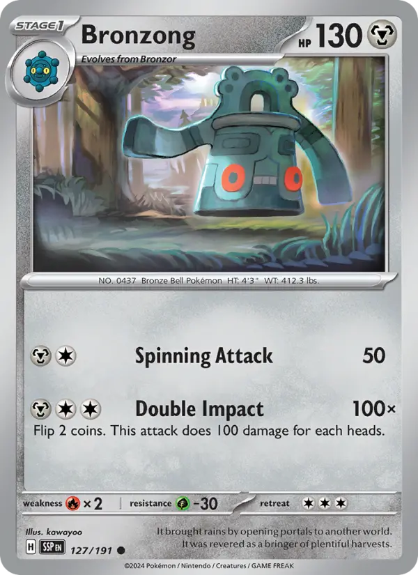 Bronzong Pokemon card from Surging Sparks