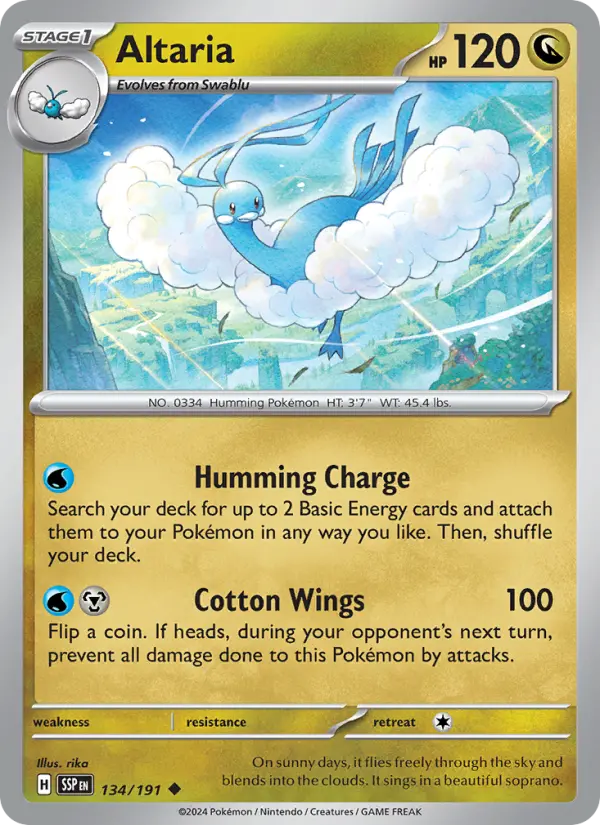 Altaria Pokemon card from Surging Sparks